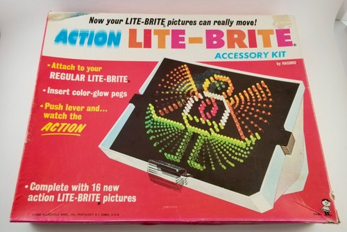 Kit de accesorios vintage ACTION Lite-Brite 1968 Hasbro 14 fotos sin usar 6 espacios en blanco - Imagen 6 de 6