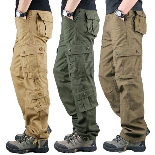 8 Pockets Tactical Cargo Pants Men's Loose Trousers Joggers Army Pants For Male - Picture 1 of 32
