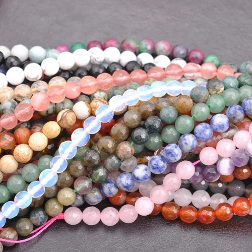 Wholesale Natural Gemstone FACETED Round Spacer Loose Beads 4MM 6MM 8MM 10MM - Picture 11 of 135