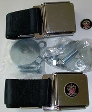New 1 Pair 1940-1957 Black Buick Seat Belts With Buick Crest Emblem