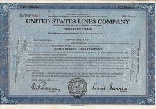 United States Lines Company 1945 - Temporary Certificate (100 Shares Preferred)