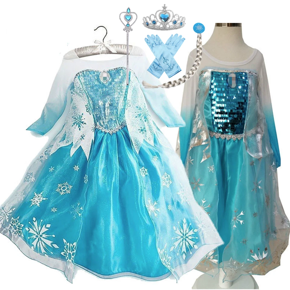 HOT-Kinder Mädchen Prinzessin Elsa Kleid Cosplay Karneval Kostüm Party Geschenk - Bild 3 von 4