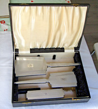 Vintage Art Deco Schminktisch 3 teilig Waschtisch Set Bürste & Handspiegel verpackt