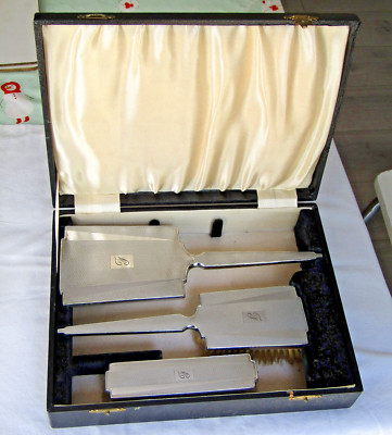 Vintage Art Deco Schminktisch 3 teilig Waschtisch Set Bürste & Handspiegel verpackt