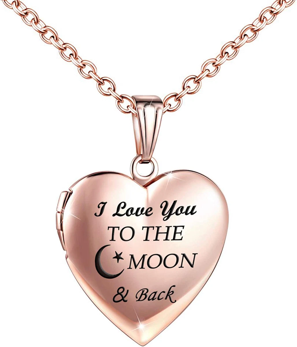 I love you to the on sale moon and back necklace rose gold