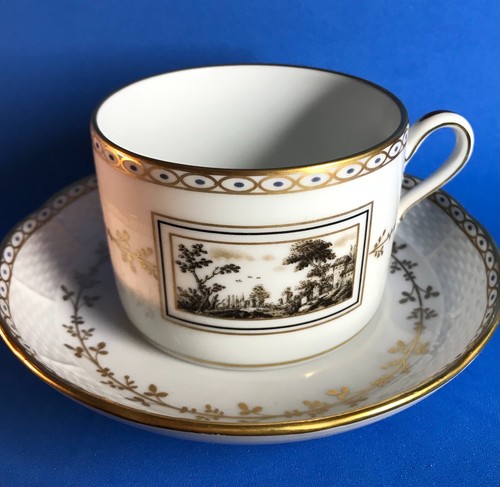 Ginori Fiesole Italian Scene Cup & Basket Weave Rim Saucer Porcelain Italy - Picture 3 of 11