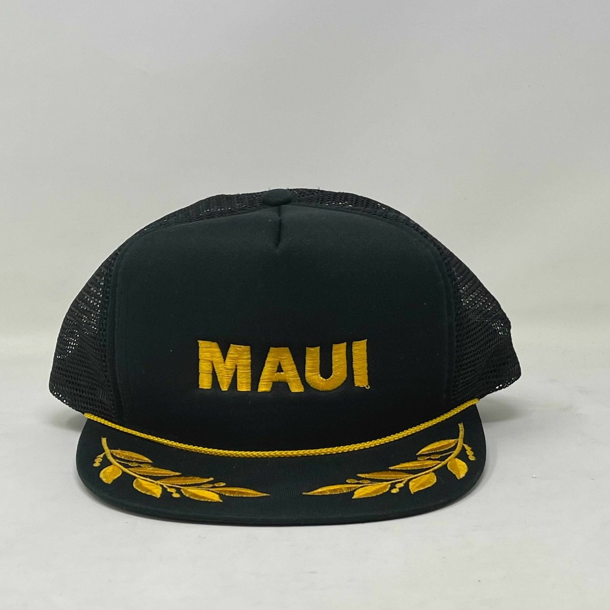 Vintage MAUI FLORAL ROPE STYLE Vented BLACK Snapback Travel