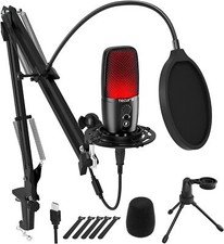 TECURS USB Microphone Condenser, PC Microphone Kit for Computer, Streaming Mic