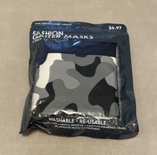 2-Pack Fashion Gaiter Masks Black Gray Camo - Washable Reusable One Size
