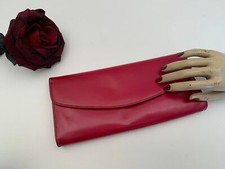 Vintage 1960s Red Faux Leather Clutch Bag, Vintage Red Vegan Leather Purse