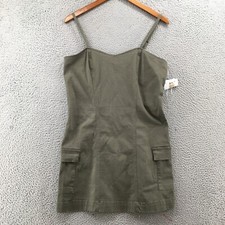Celebrity Cami Tank Mini Dress Womens Large Green Cotton Blend Smocked Back NEW