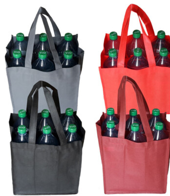 Flaschentasche für 6 große Flaschen, in 4 Farben Bottlebag Flaschenträger Tasche