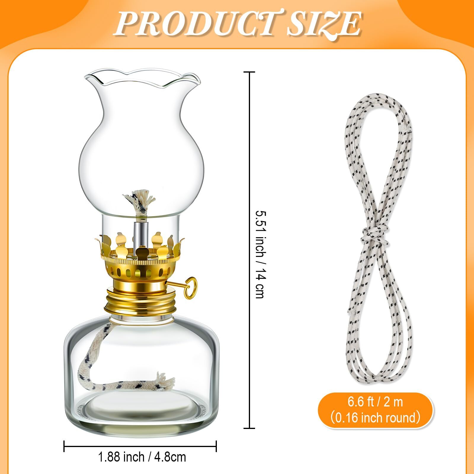 2 Pieces Rustic Oil Lamp Lantern Large Classic Kerosene Lamp Vintage Glass Ke...