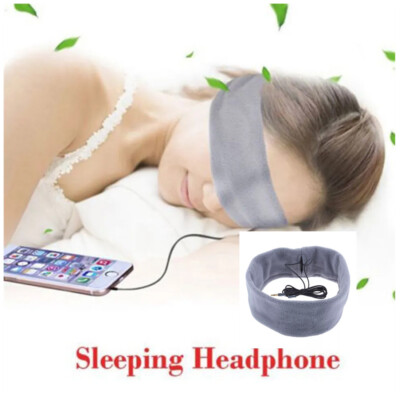 Soft Washable Noise Cancelling Wired Sleep Headband Headphone Eye Mask Gray  UK