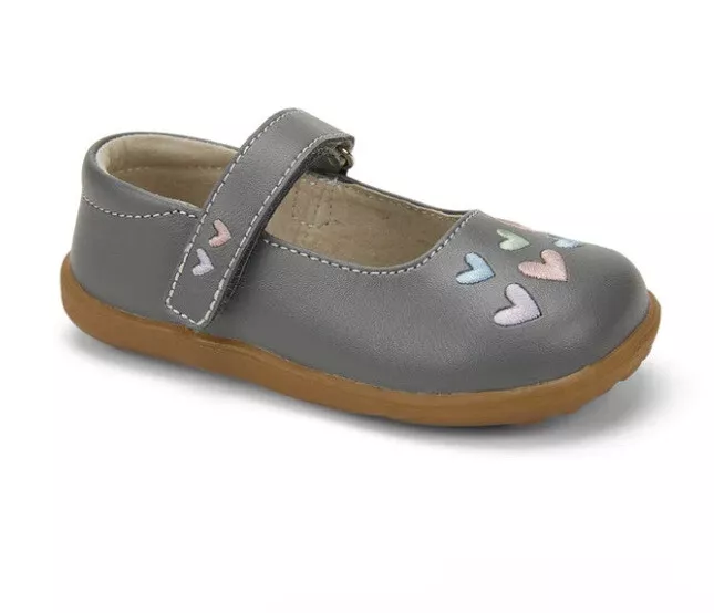 See Kai Run Ginny Gray Hearts Mary Jane Shoes Girls Sz 10.5 New