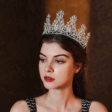 9.6cm Tall Crystal Large Wedding Queen Princess Prom Tiara Crown For Women