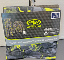 Athletic Works Boys Youth Performance Thermal Underwear Set Black Yellow XS 4/5