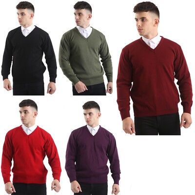 Herren V-Ausschnitt Pullover Pulli weiches Tragegefühl Langarm klassische Passform Smart Casual Style