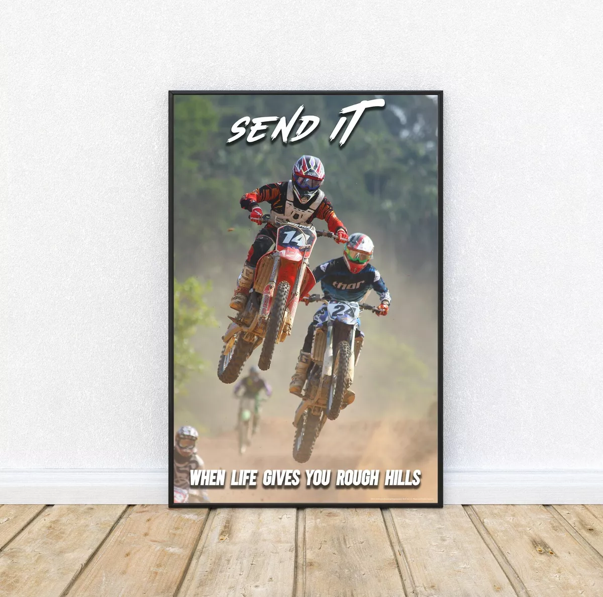 Inspirational Wall Art Co. - Find Yourself - Motocross Fox Moto Gift Teens  Dirtbike ATV Freestyle Racing Gift Boys Motivation Quotes Posters Print for