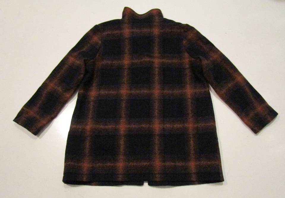Pendleton Copper Jacket PENDLETON Womens Coat Navy Copper Plaid Wool Full Zip Long Jacket XL ...