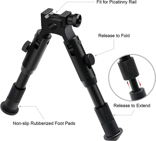 6Inch Adjustable Rifle Bipod with Swivel Stud Mount Fit Picatinny Rail - 第 10/20 張圖片
