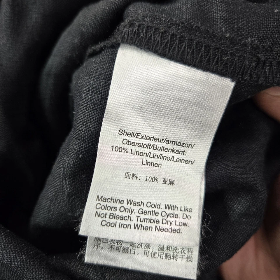 Vestido DKNY Pure para mujer M negro 100 % lino calce midi y acampanado sin mangas en capas Foto 3 de 4