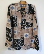 Schwarz-braun gemustertes Shirt Easy Iron Polyester Gr.42 Tifosi (4410162)