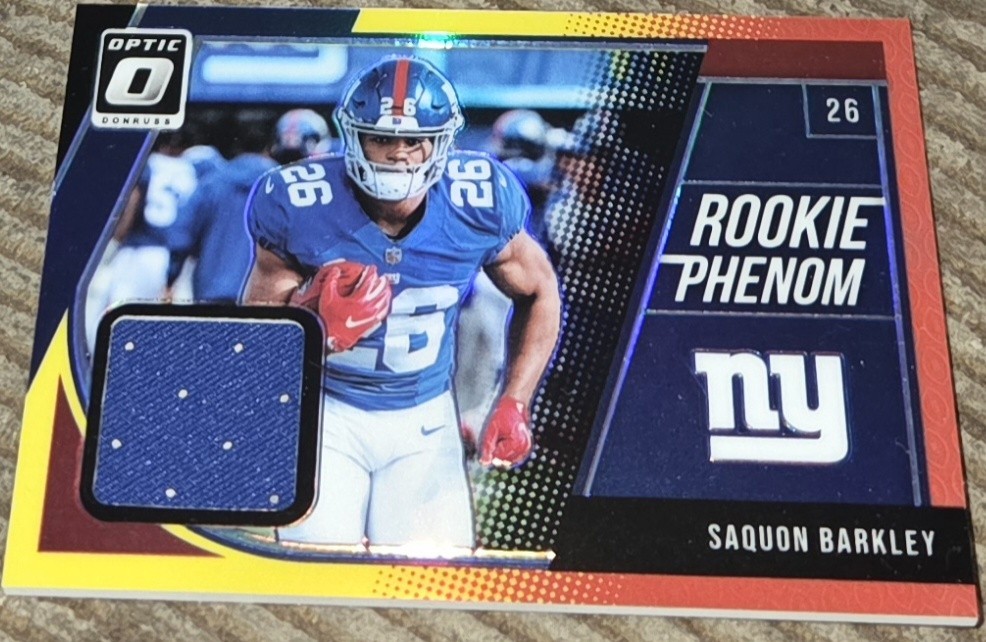 Saquon Barkley 2018 Panini Donruss Optic Rookie Phenom Jersey Card Giants RC