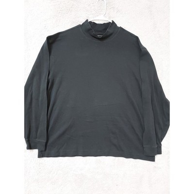 LL Bean Shirt Mens XXL 2XL Mock Turtleneck Base Layer Cotton Pullover Black