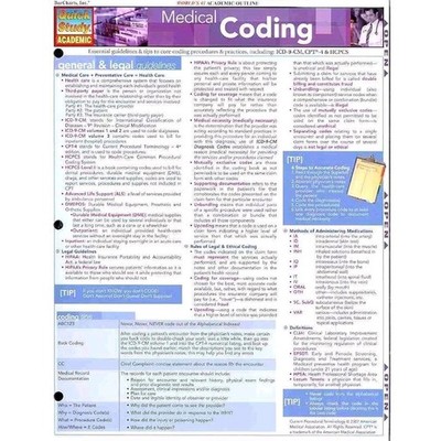 Medical Coding Barcharts Quickstudy ICD-9-CM CPT-4 HCPCS Reference Laminated New