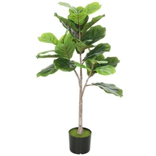 3.58 ft Artificial Fiddle Leaf Fig Tree Potted Plant with Flocked Soil