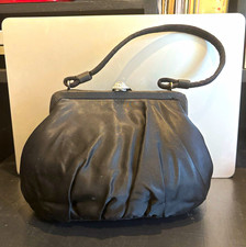 Black Satin Eveningwear Handbag Top Handle Formal Women's Purse