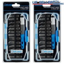 2pcs Delcast Craft Knife Hobby Art Carving Set 13 Razor Blades & Storage Case