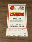 FOOTBALL TICKET STUB ARROWHEAD KANSAS CITY CHIEFS OAKLAND RAIDERS 12/7 1997