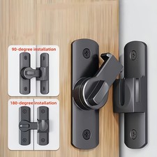 Heavy-Duty Anti-Theft Door Lock 90 /180  Sliding Latch Keyless Entry Black Latch