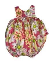 Ricrac And Ruffles Girls Size 12 Months Bubble Romper Pink Green Floral Ruffles