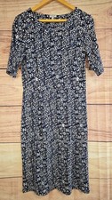 JIGSAW size S navy, white & grey floral jersey dress