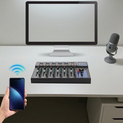 7 Kanal Audio Mischpult Konsole Verstärker USB DJ Live Mixer Studio Bluetooth