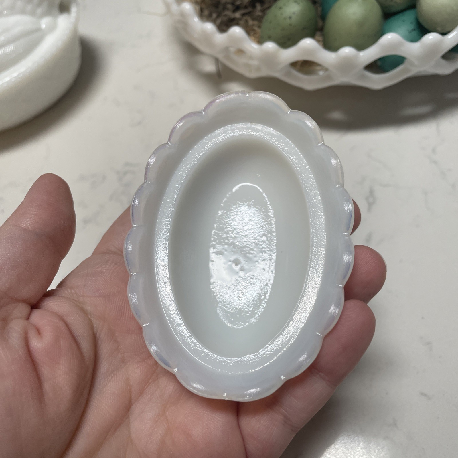 VTG Westmoreland Milk Glass Hen On Nest LOT Of 4 W/ Westmoreland Display Plate