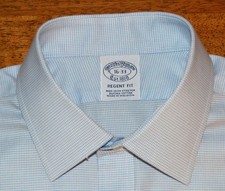Brooks Brothers Regent 16 33 blue graph check non iron cotton dress shirt w3j1