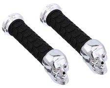 NEW! Lowrider Bicycle Grips SKULL Black & Chrome Beach Cruiser Chopper BMX Bike.