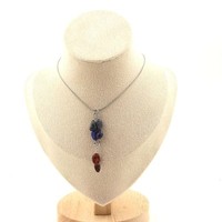 Steine Und MinéRaux. Halskette 4 Perlen Lapislazuli Aus Pakistan + 2 Grenaa