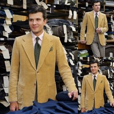 Casual Men's Suits Corduroy Evening Dinner Coat Leisure Business Formal Jacket