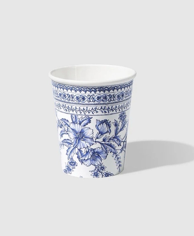 Coterie Toile Blue & White Floral Paper Cups 2 Sets Of 10 Decorative Disposable