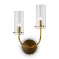Wandleuchte 2-Flammig Glas Metall In Messing Schlafzimmer B:25 Cm G9 Wandlampe