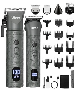 Ufree Beard Trimmer for Men with Hair Trimmer, Professional Gray 