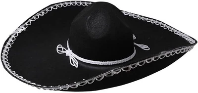 Black Felt Mexican Sombrero Hat Adult Fancy Dress Fiestas Guirca - Image 1 of 4