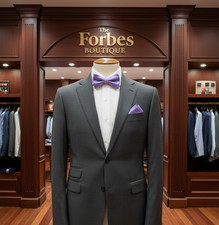 Men's Solid Textured Pre-Tied Bow Tie  Solid Textured Pocket Square Set