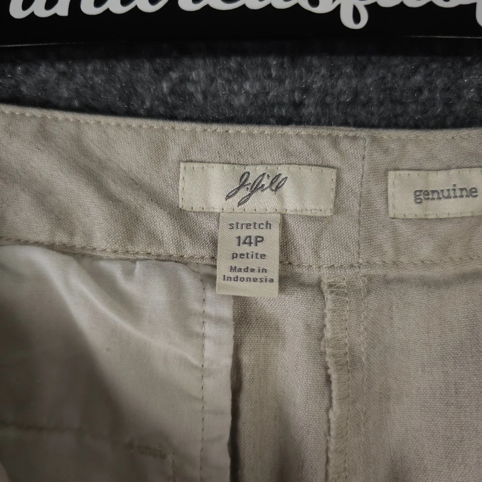 J Jill Pants Womens 14P Beige Linen Blend Cropped Genuine Fit Below Waist Casual - Image 3 of 4