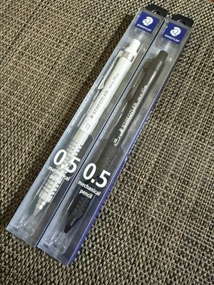 Staedtler Mechanical Pencil 925 15 Metal 0.5mm White & Black Set Of 2 Metal Grip